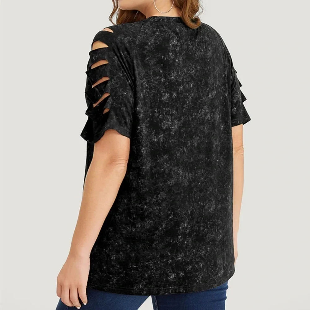 NWT!Black solid cut out raglan sleeve top size 26 or 4X_6